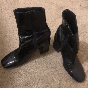 Faux leather heeled ankle boot